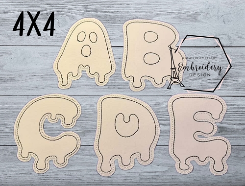 Halloween Letters Coloring Dolls Embroidery Design - 4x4